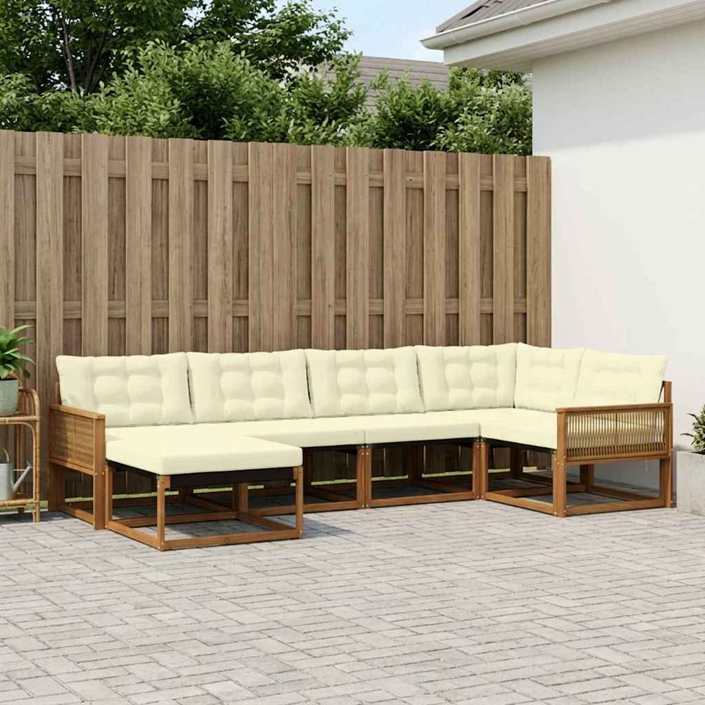 Outdoor-Sofagarnitur mit Kissen 6 pcs Natur und Creme