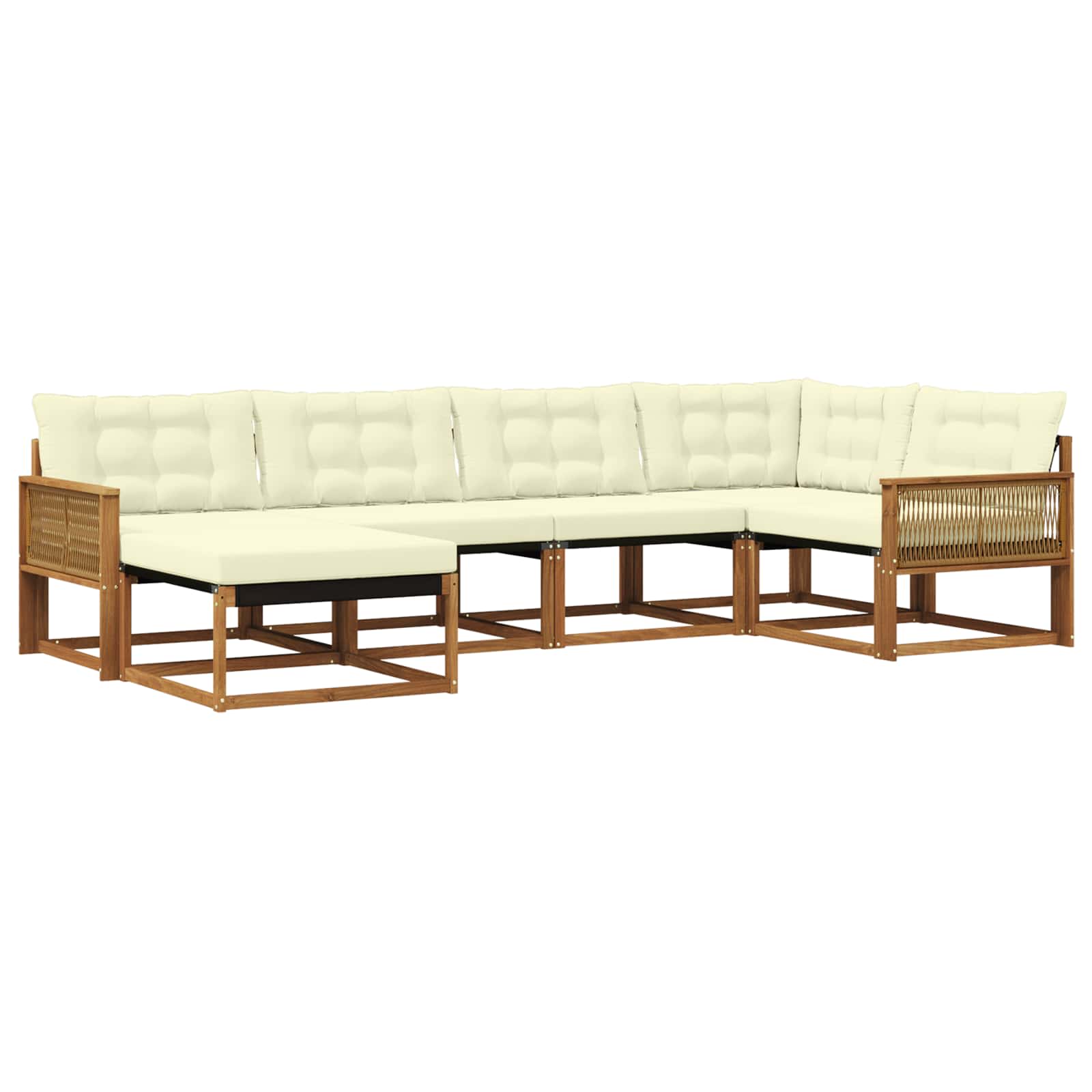 Outdoor-Sofagarnitur mit Kissen 6 pcs Natur und Creme