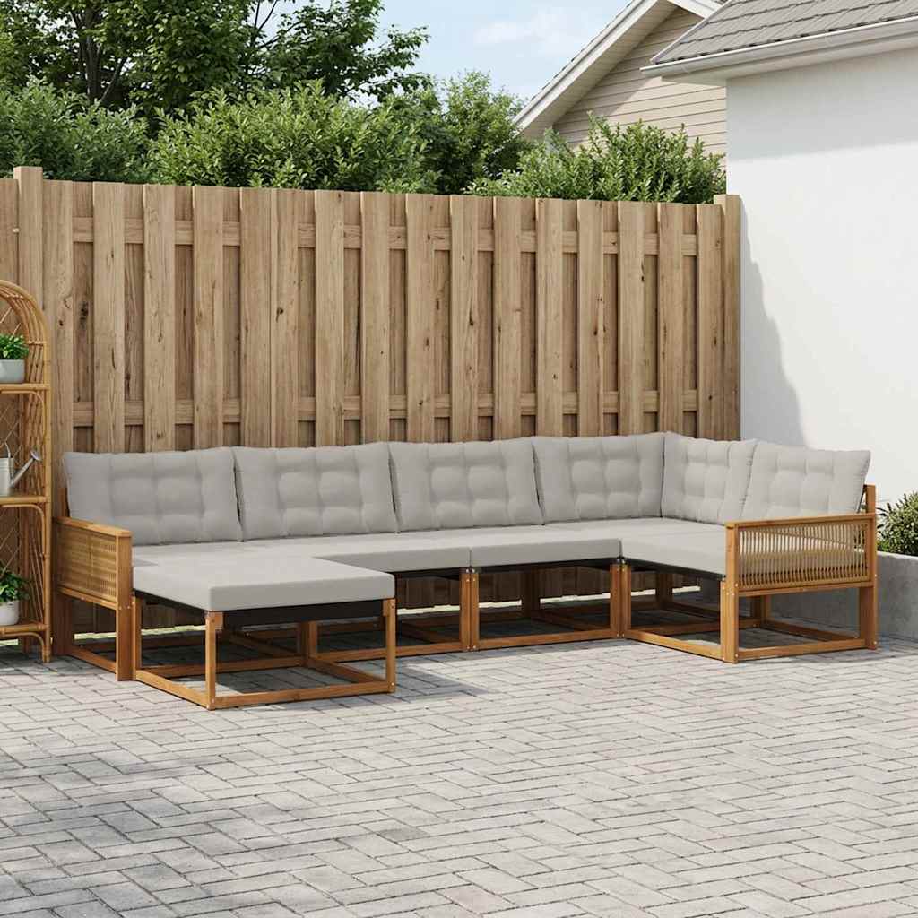 Outdoor-Sofagarnitur mit Kissen 6 pcs Natürlich und Hellgrau