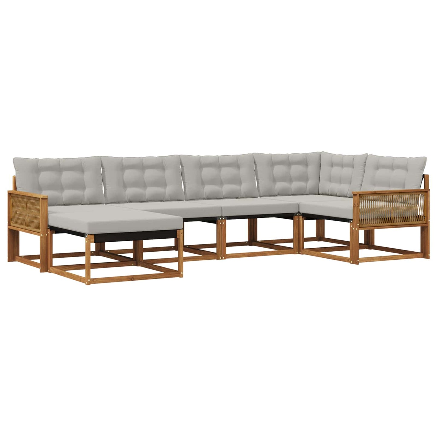 Outdoor-Sofagarnitur mit Kissen 6 pcs Natürlich und Hellgrau