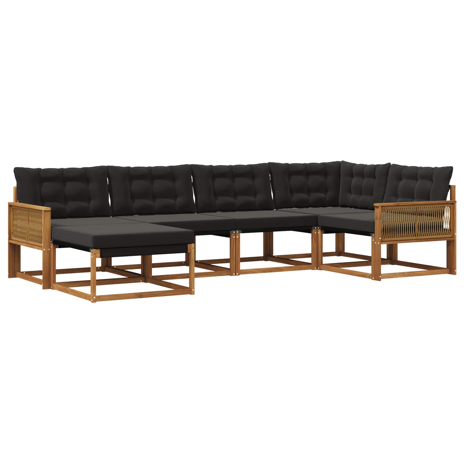 Outdoor-Sofagarnitur mit Kissen 6 pcs Natürlich und Schwarz