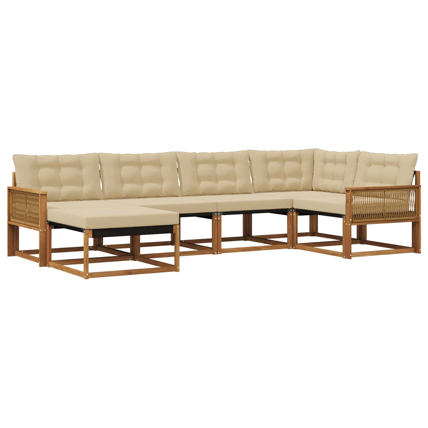 Outdoor-Sofagarnitur mit Kissen 6 pcs Natur und Beige