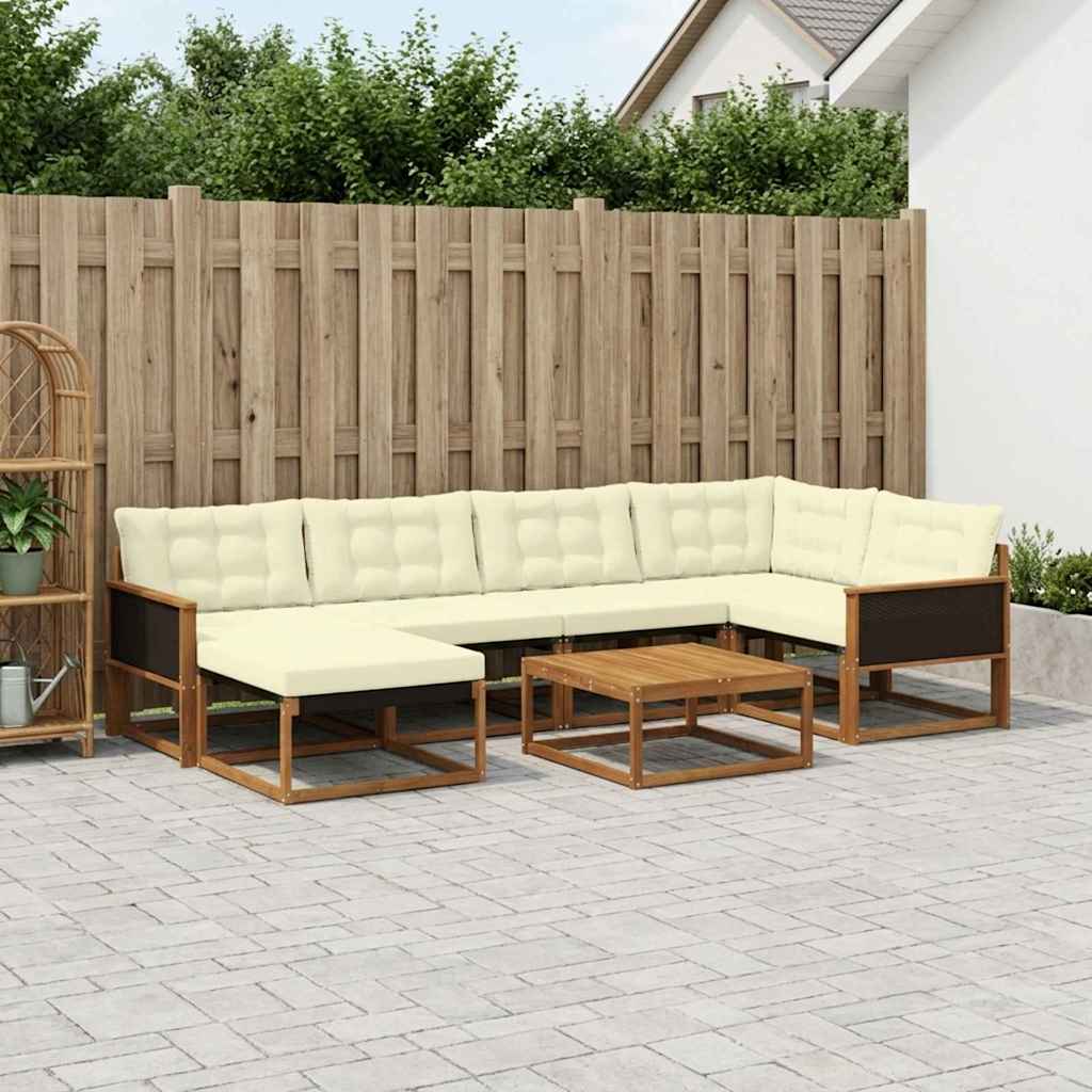 Outdoor-Sofagarnitur 7 pcs Natur und Creme Massivholz Akazie