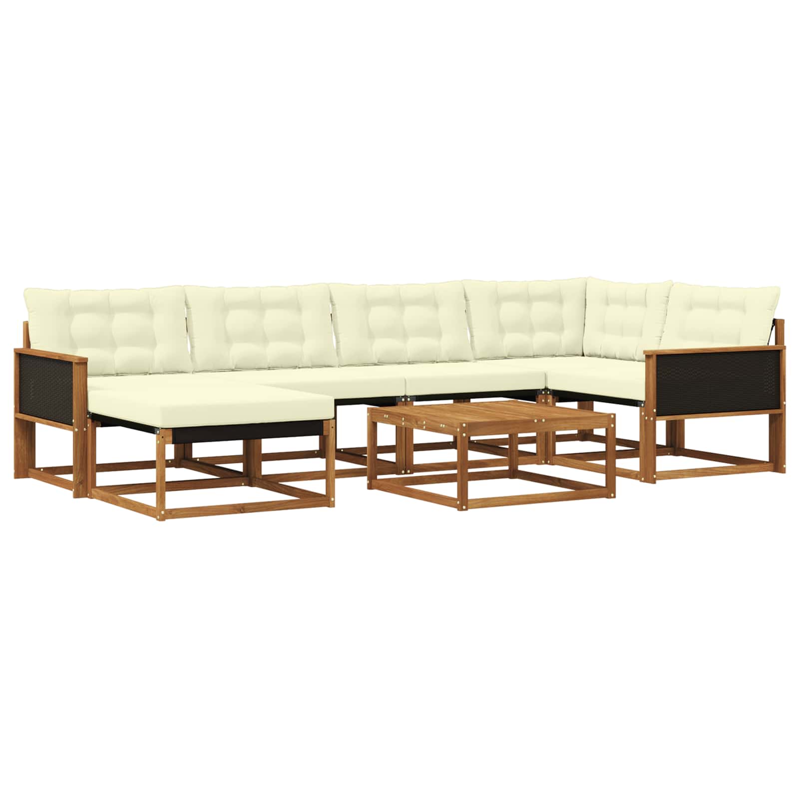 Outdoor-Sofagarnitur 7 pcs Natur und Creme Massivholz Akazie