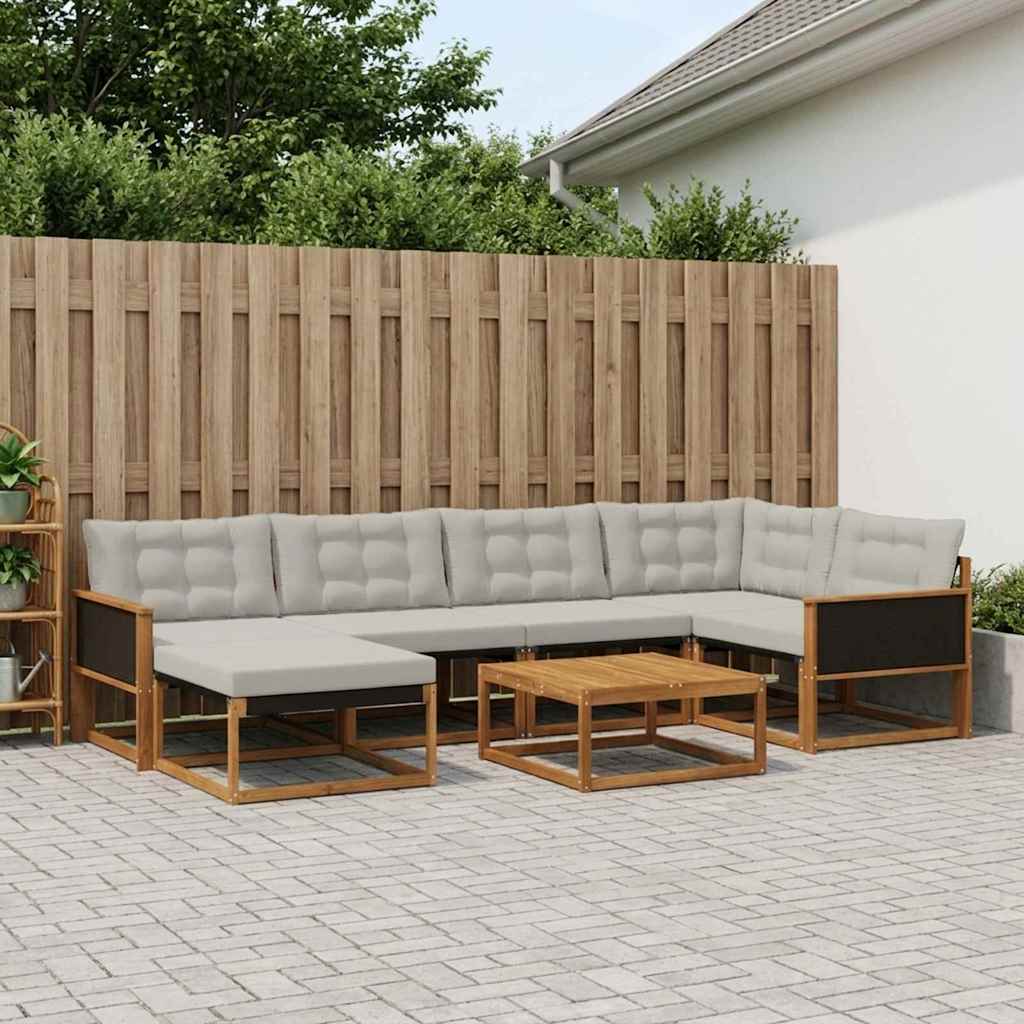 Outdoor-Sofagarnitur mit Kissen 7 pcs Natürlich und Hellgrau