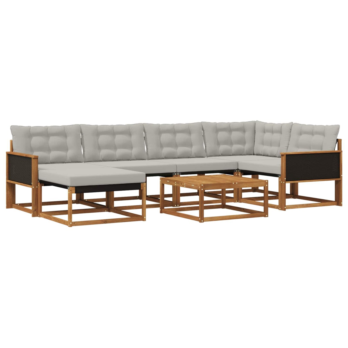 Outdoor-Sofagarnitur mit Kissen 7 pcs Natürlich und Hellgrau