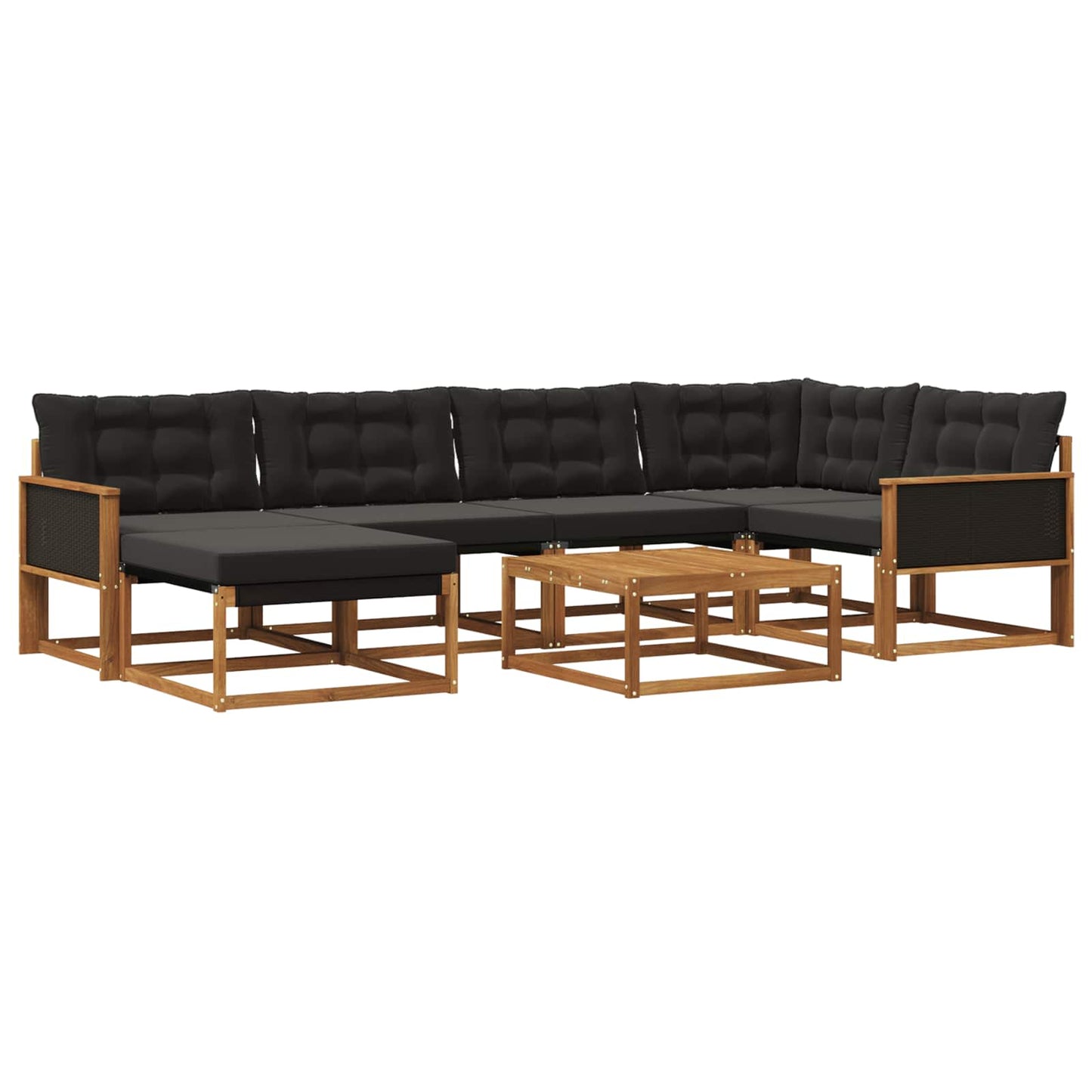 Outdoor-Sofagarnitur mit Kissen 7 pcs Natürlich und Schwarz