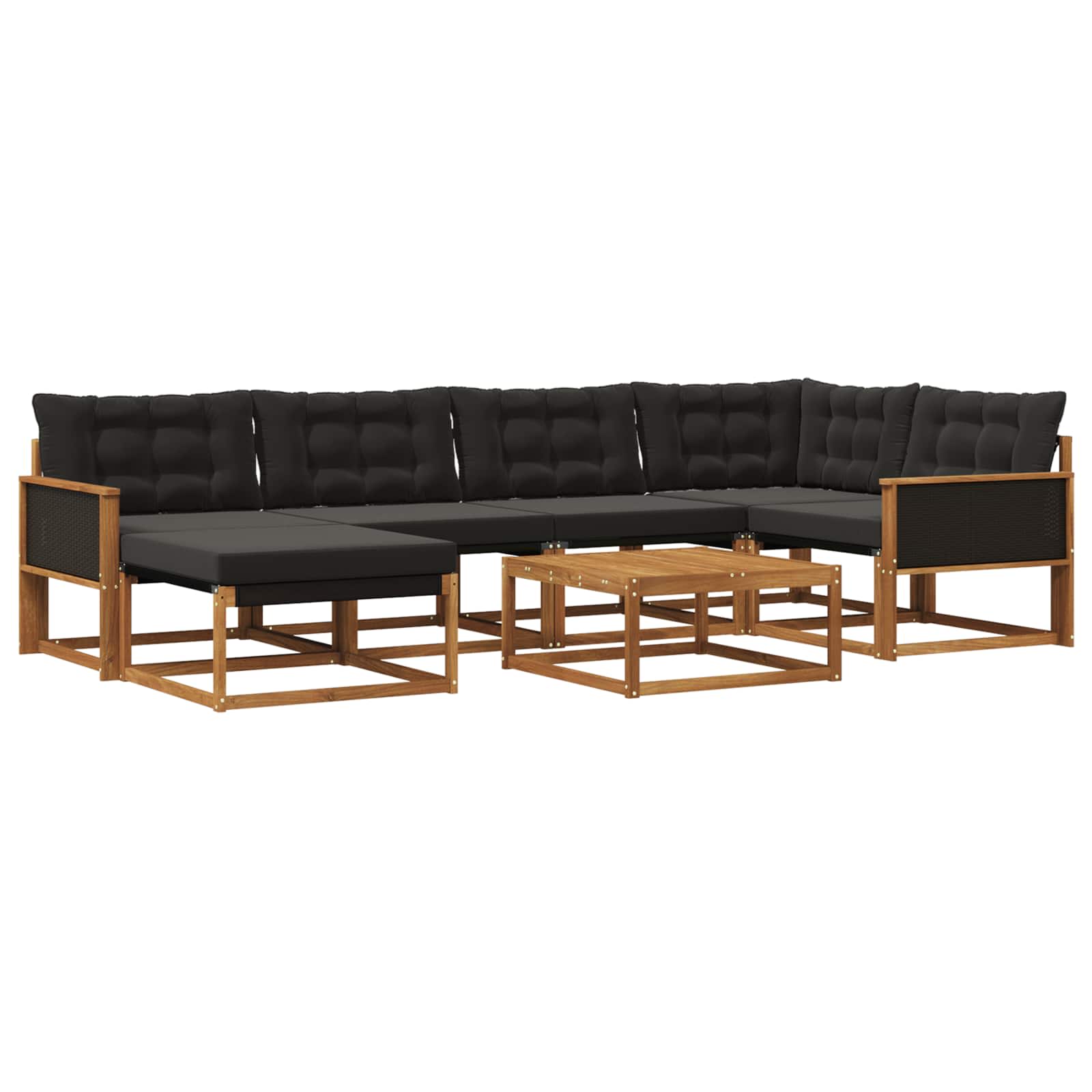 Outdoor-Sofagarnitur mit Kissen 7 pcs Natürlich und Schwarz