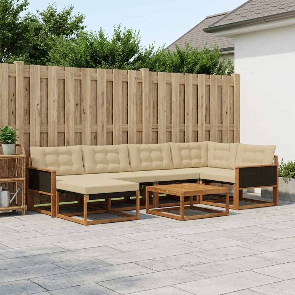 Outdoor-Sofagarnitur 7 pcs Natur und Beige Massivholz Akazie