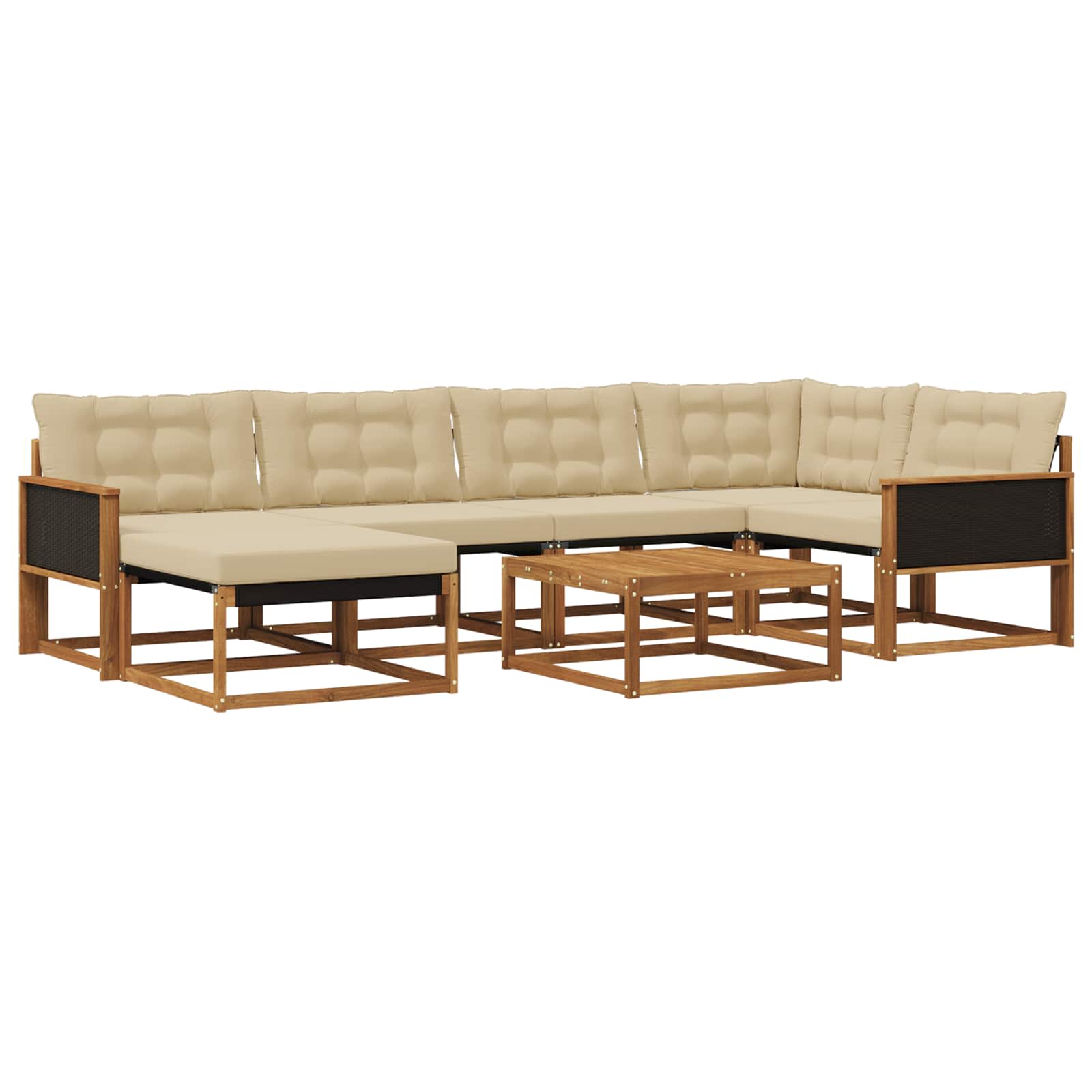Outdoor-Sofagarnitur 7 pcs Natur und Beige Massivholz Akazie
