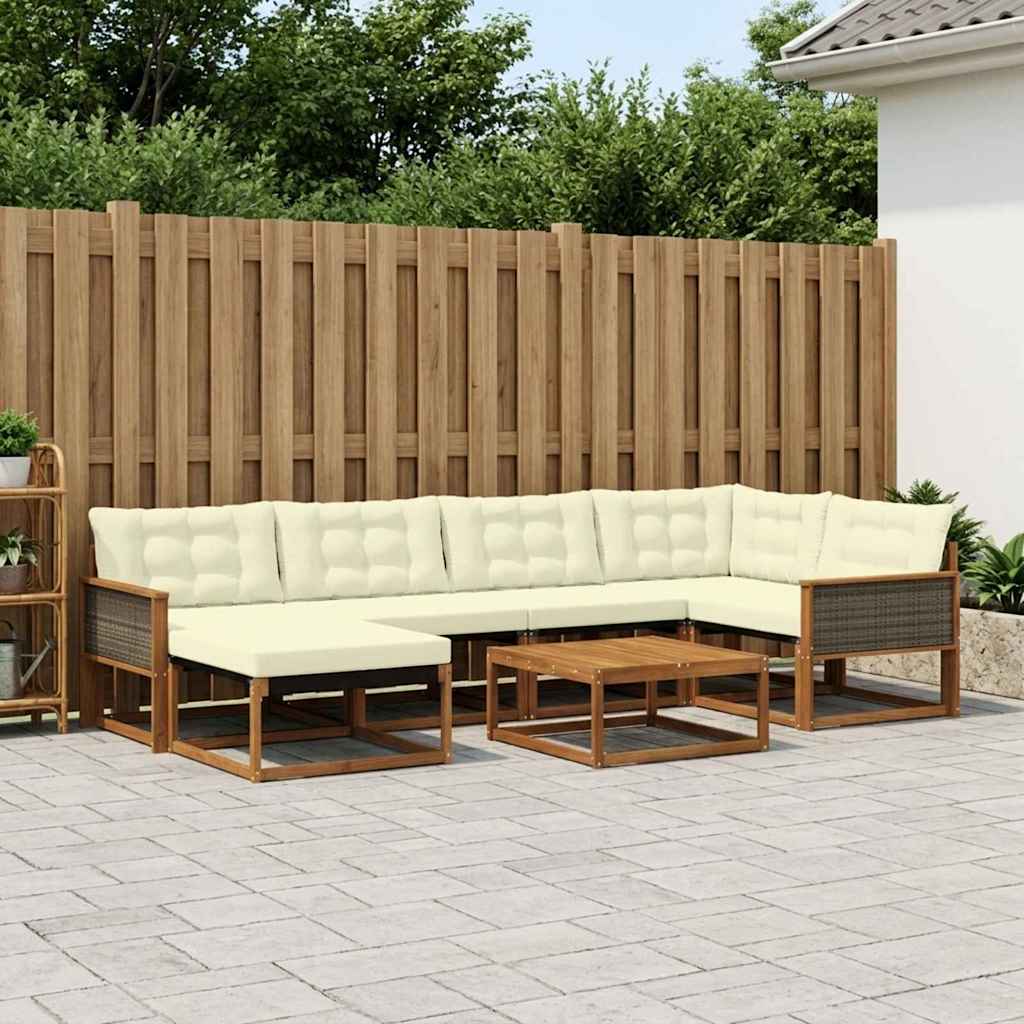 Outdoor-Sofagarnitur 7 pcs Natur und Creme Massivholz Akazie
