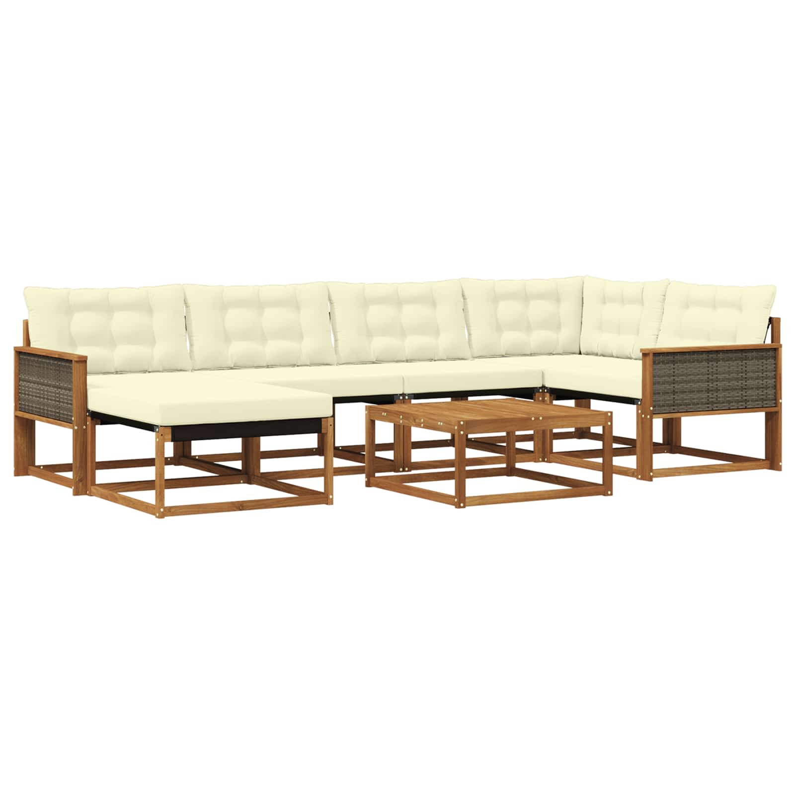 Outdoor-Sofagarnitur 7 pcs Natur und Creme Massivholz Akazie