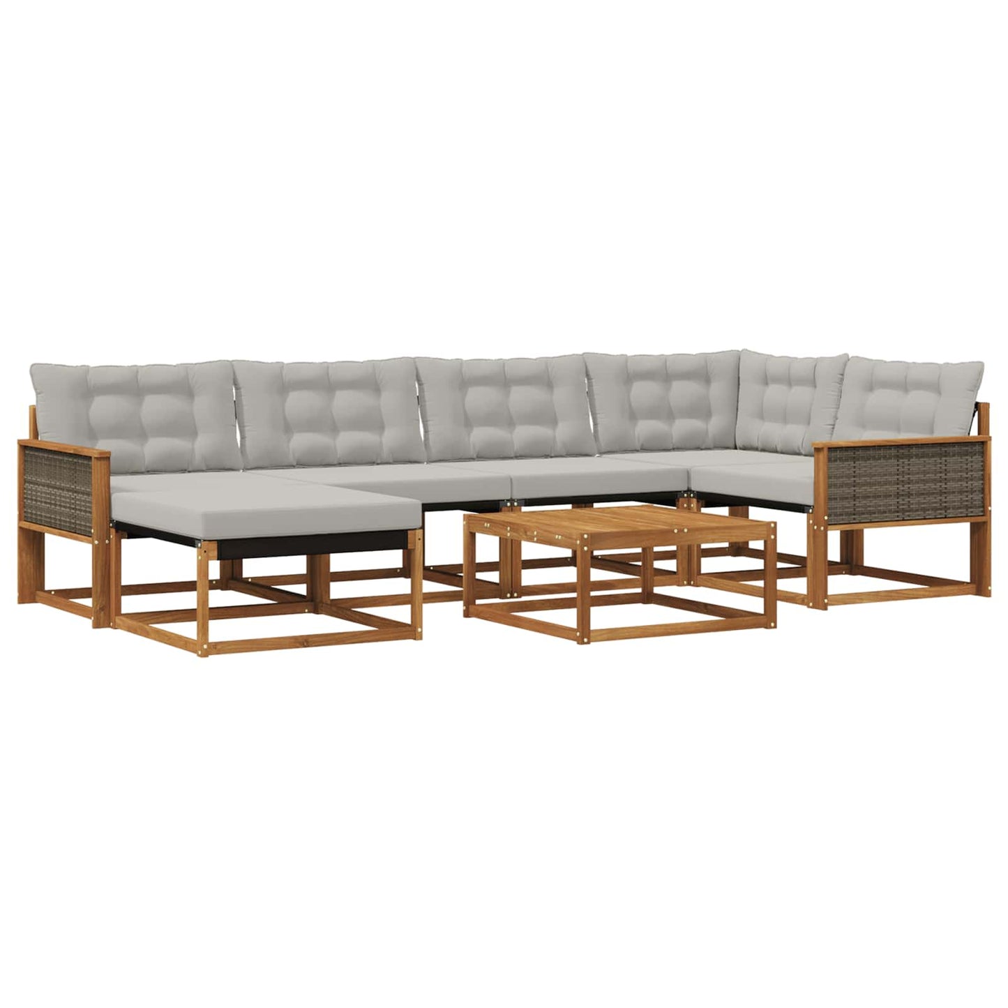 Outdoor-Sofagarnitur mit Kissen 7 pcs Natürlich und Hellgrau