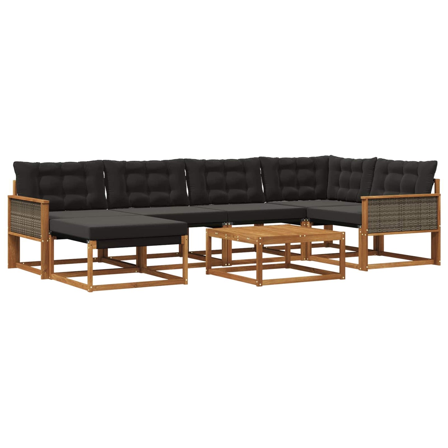 Outdoor-Sofagarnitur mit Kissen 7 pcs Natürlich und Schwarz