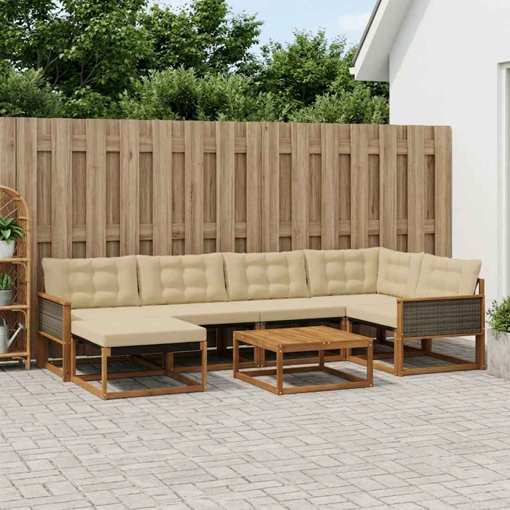 Outdoor-Sofagarnitur 7 pcs Natur und Beige Massivholz Akazie