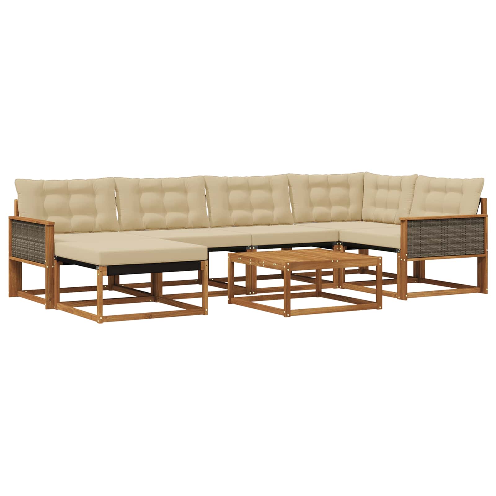 Outdoor-Sofagarnitur 7 pcs Natur und Beige Massivholz Akazie
