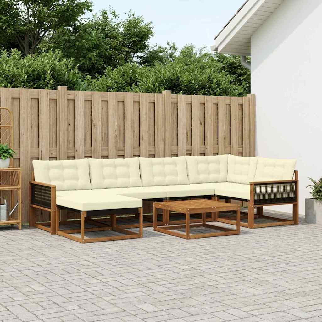 Outdoor-Sofagarnitur 7 pcs Natur und Creme Massivholz Akazie