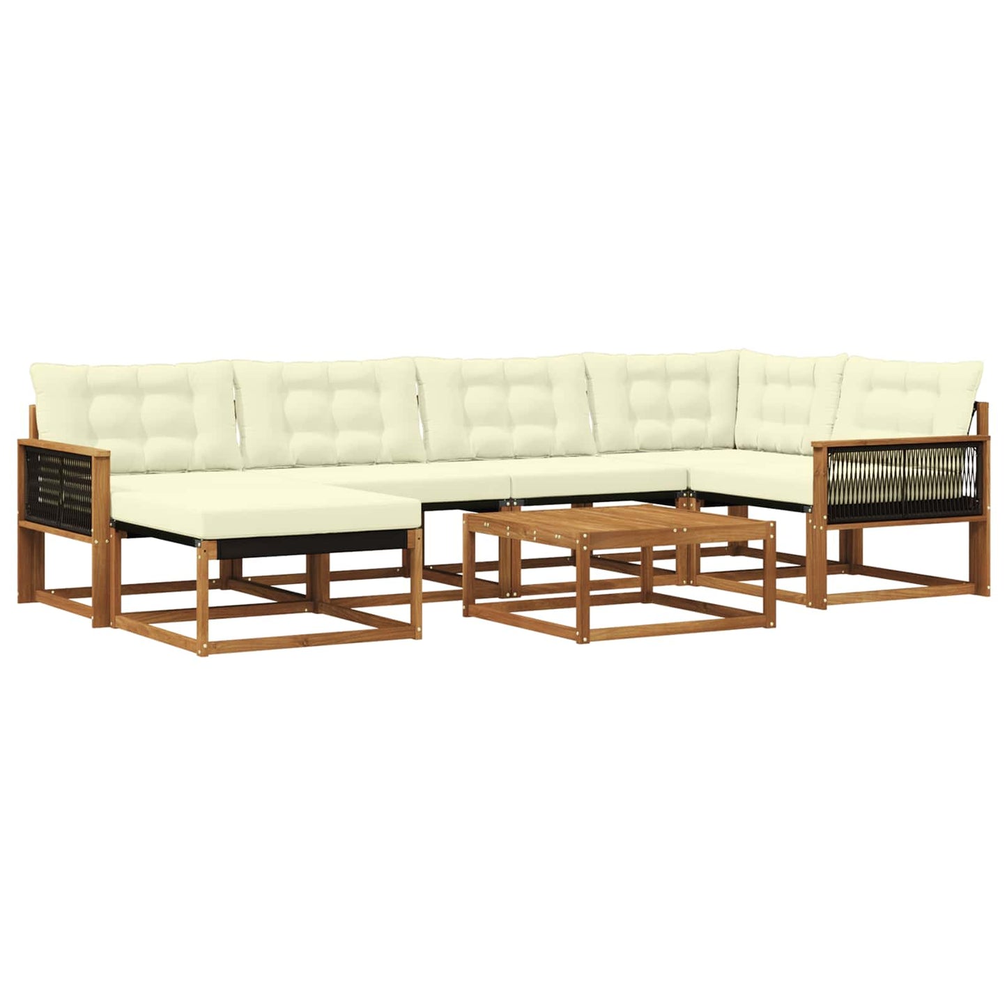 Outdoor-Sofagarnitur 7 pcs Natur und Creme Massivholz Akazie