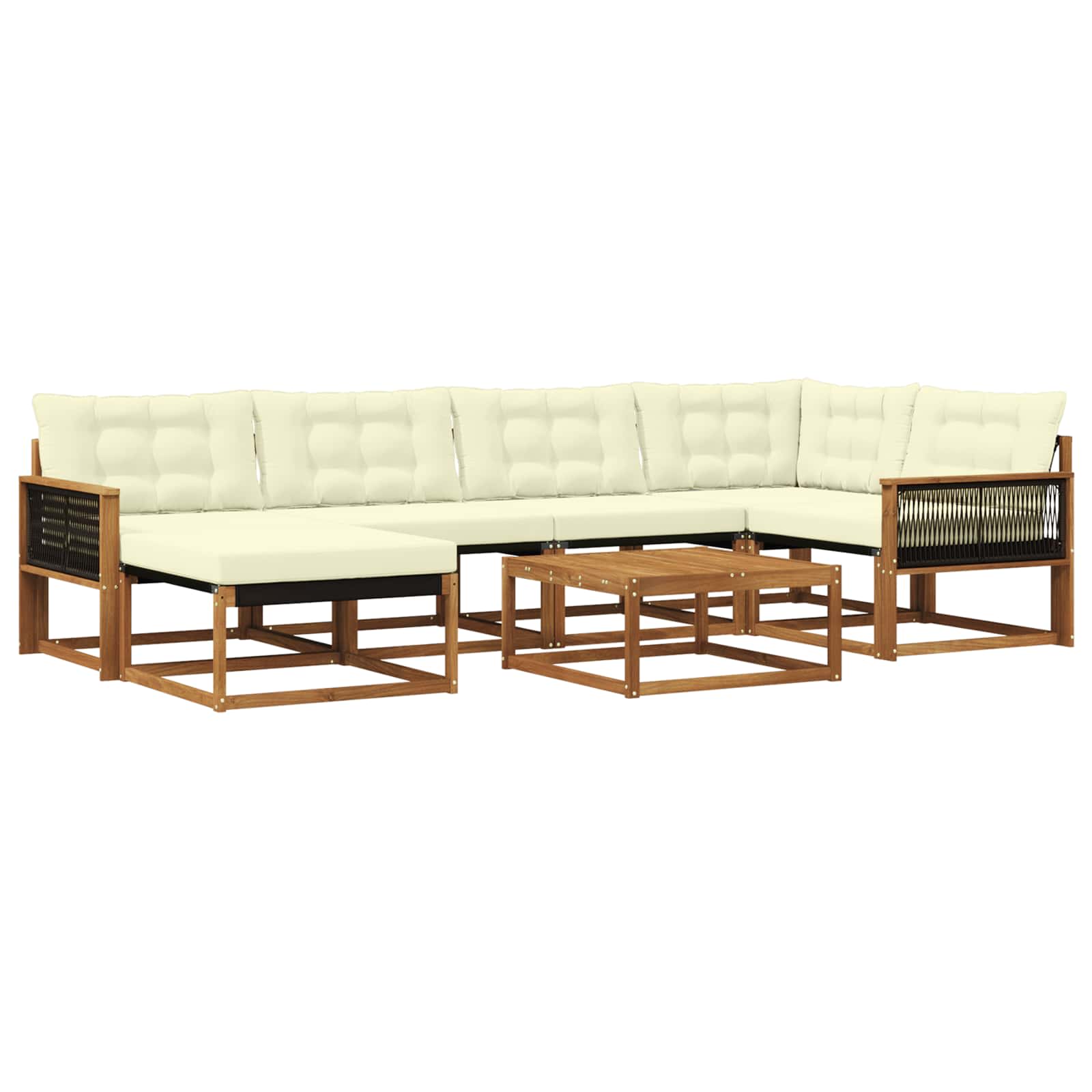 Outdoor-Sofagarnitur 7 pcs Natur und Creme Massivholz Akazie
