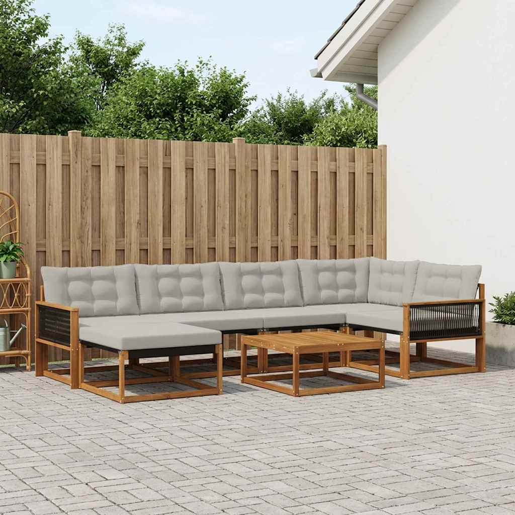 Outdoor-Sofagarnitur mit Kissen 7 pcs Natürlich und Hellgrau