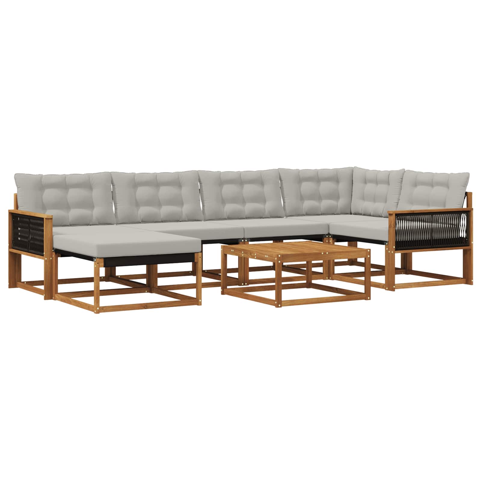 Outdoor-Sofagarnitur mit Kissen 7 pcs Natürlich und Hellgrau