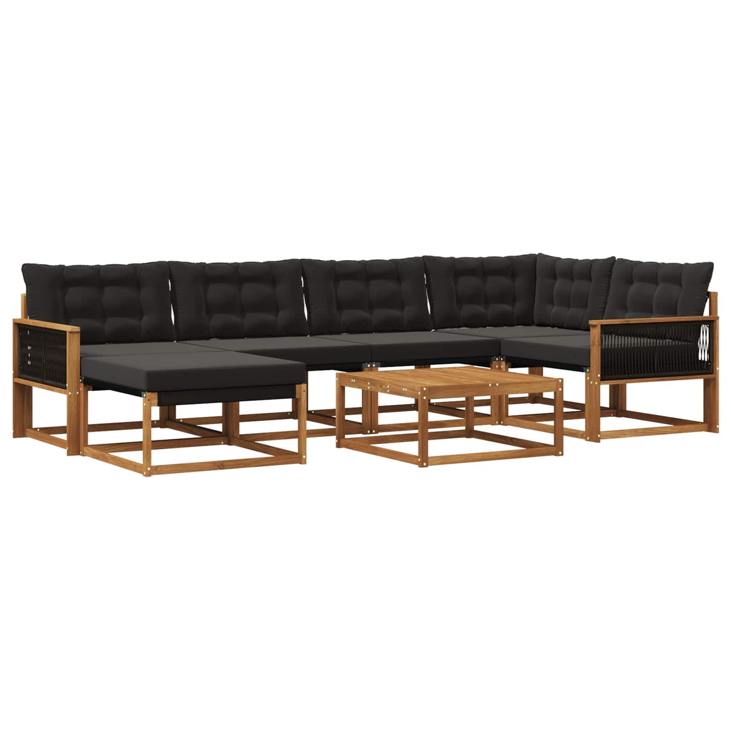 Outdoor-Sofagarnitur mit Kissen 7 pcs Natürlich und Schwarz