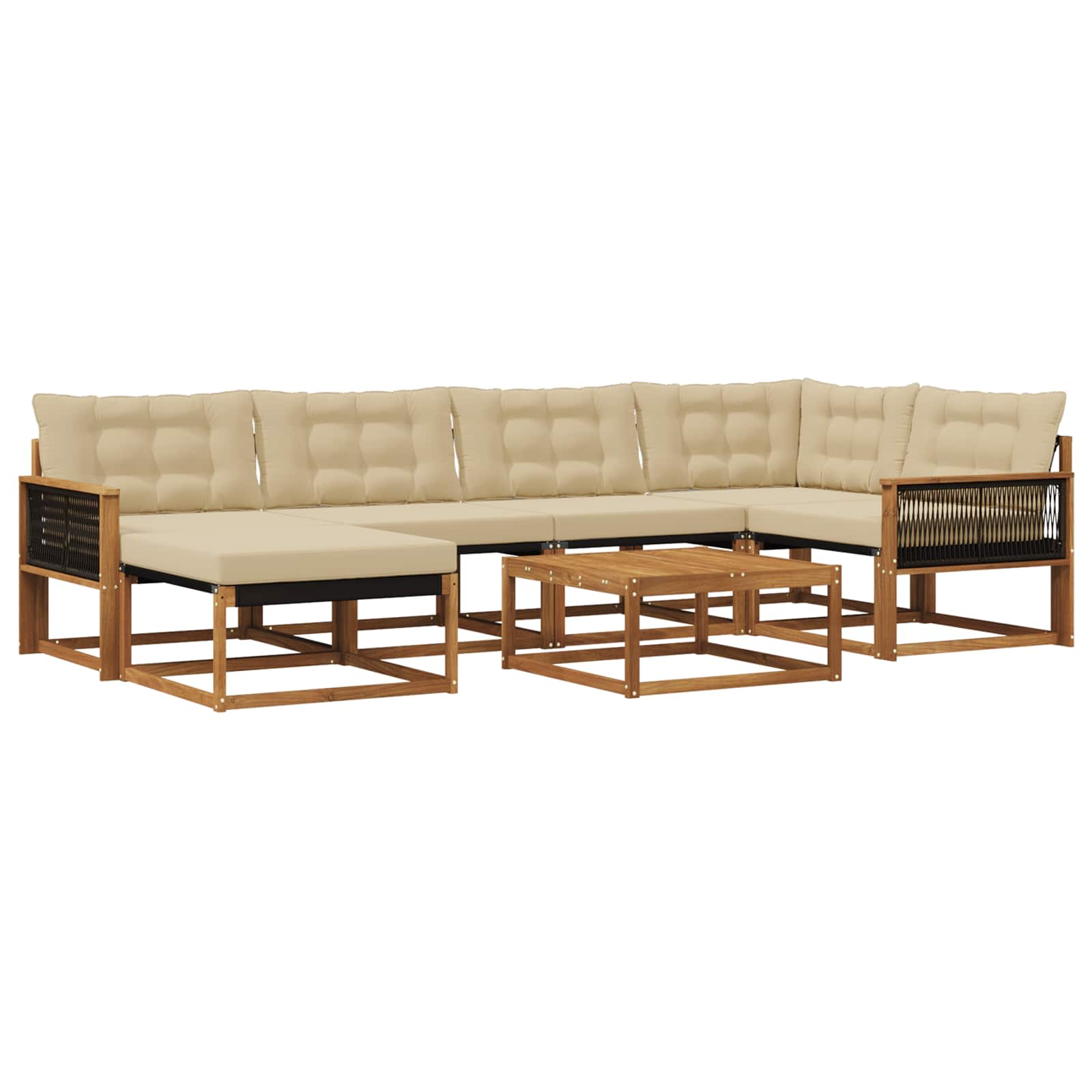 Outdoor-Sofagarnitur 7 pcs Natur und Beige Massivholz Akazie