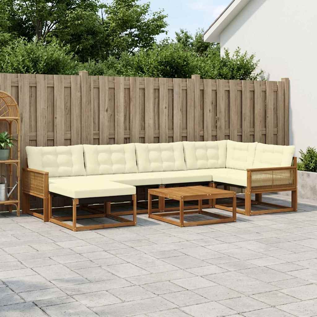 Outdoor-Sofagarnitur 7 pcs Natur und Creme Massivholz Akazie
