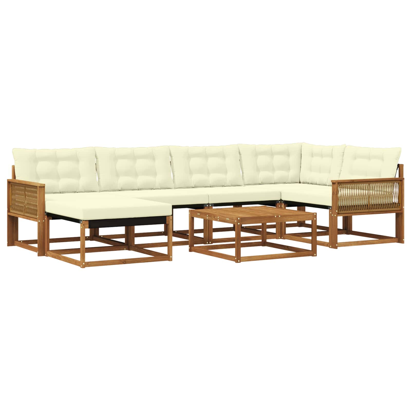 Outdoor-Sofagarnitur 7 pcs Natur und Creme Massivholz Akazie