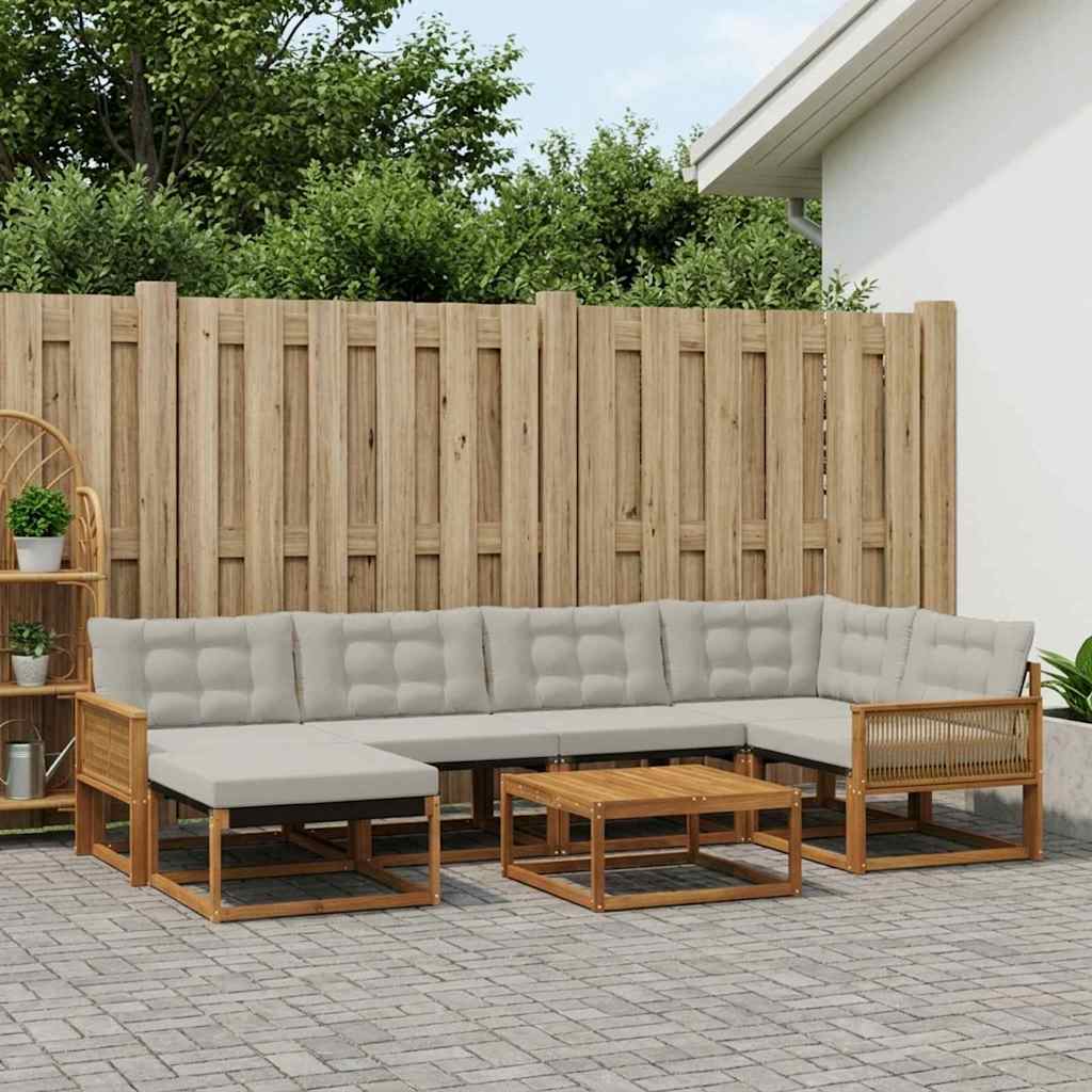 Outdoor-Sofagarnitur mit Kissen 7 pcs Natürlich und Hellgrau