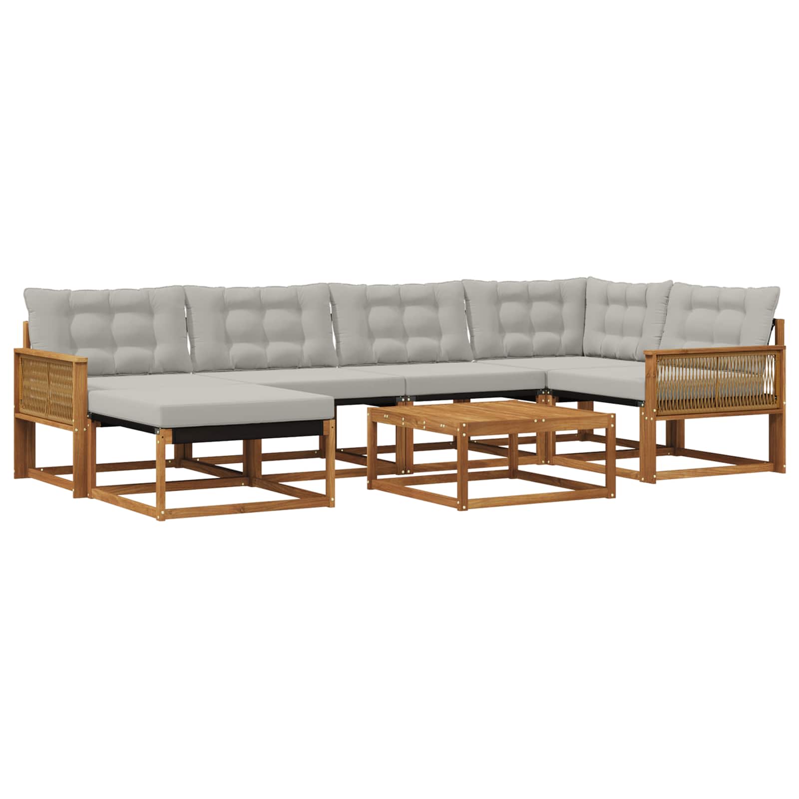 Outdoor-Sofagarnitur mit Kissen 7 pcs Natürlich und Hellgrau