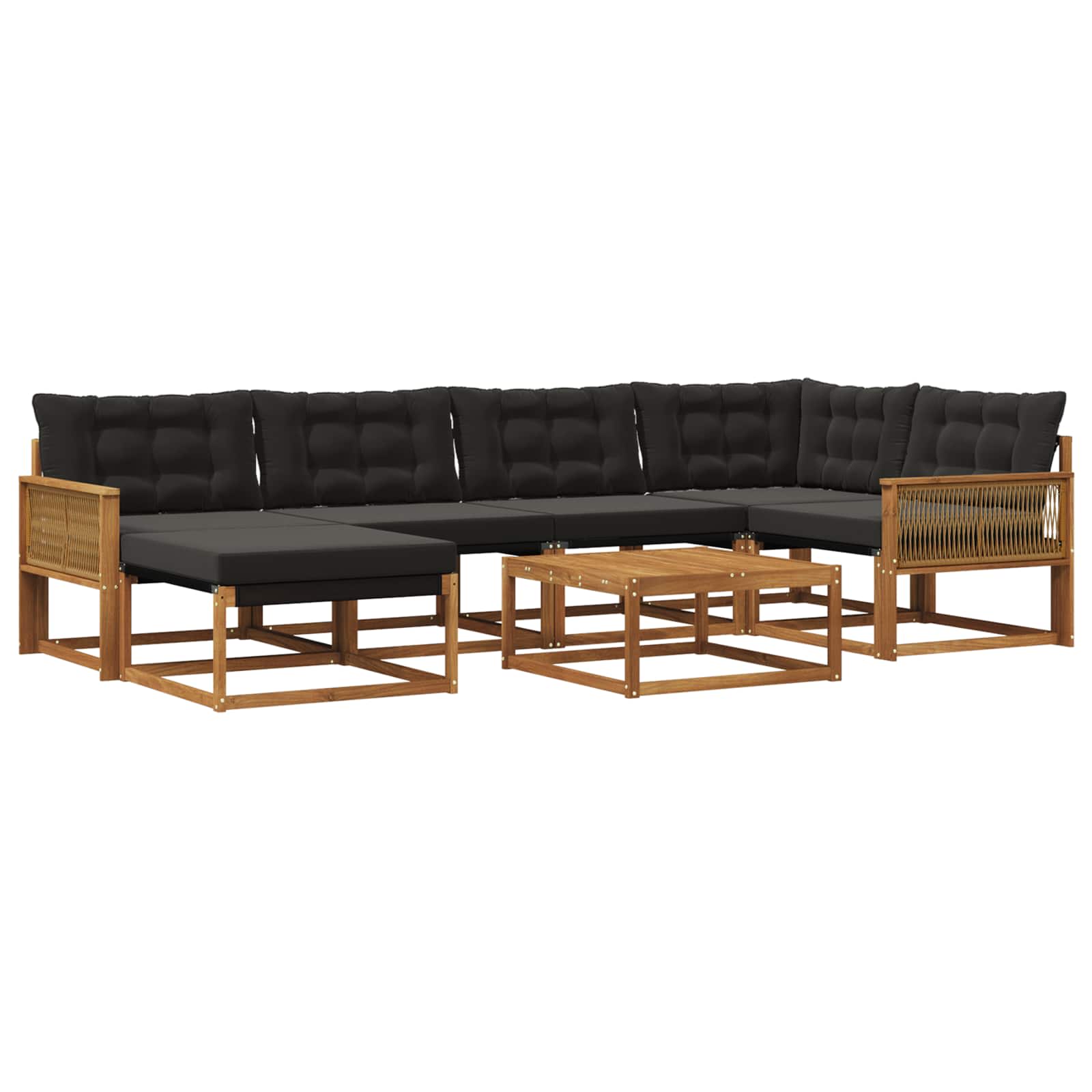 Outdoor-Sofagarnitur mit Kissen 7 pcs Natürlich und Schwarz