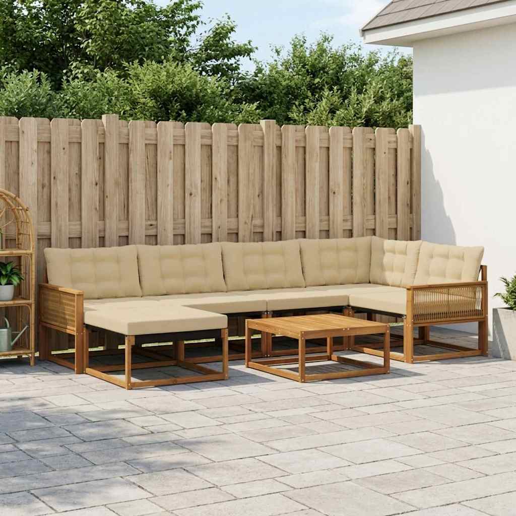 Outdoor-Sofagarnitur 7 pcs Natur und Beige Massivholz Akazie