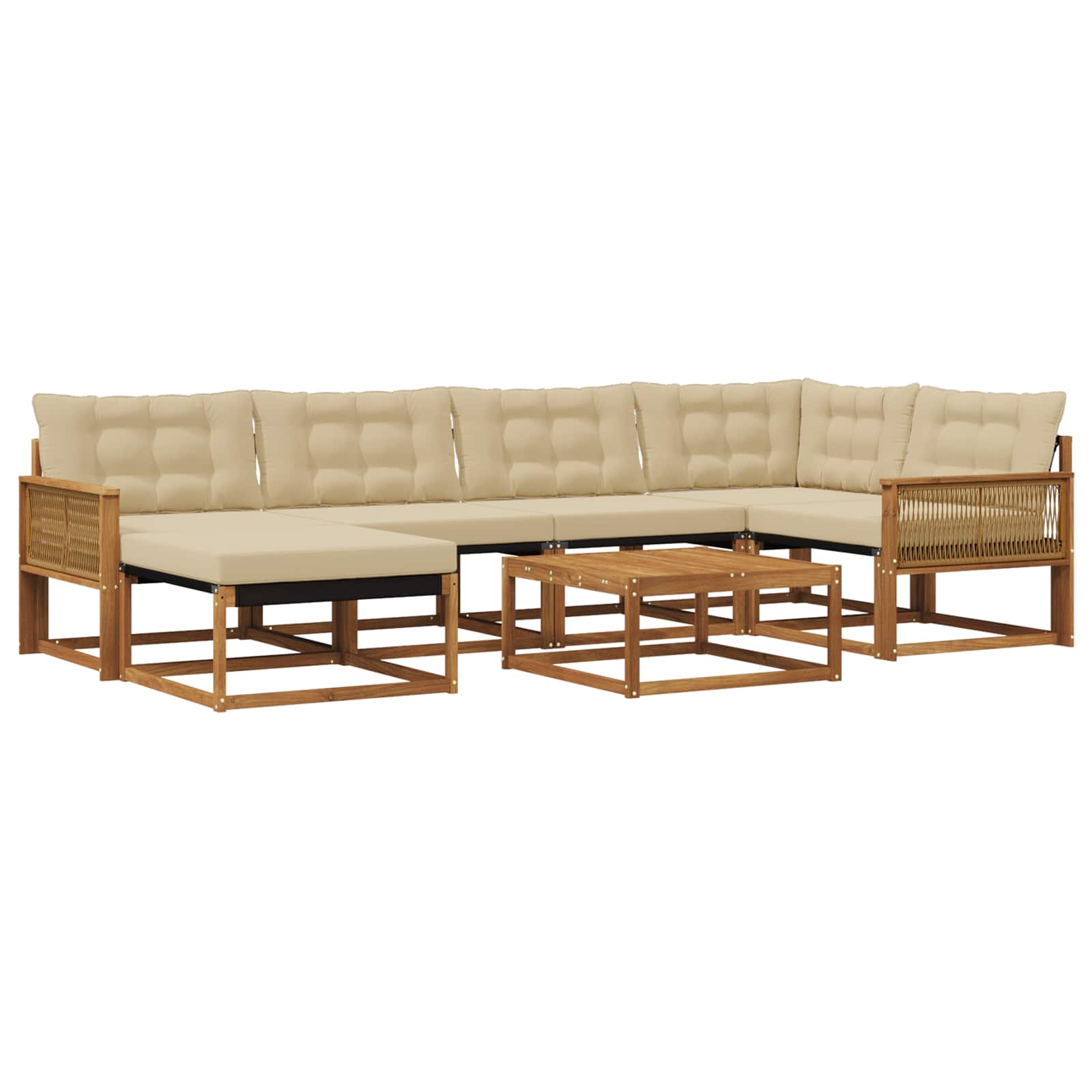 Outdoor-Sofagarnitur 7 pcs Natur und Beige Massivholz Akazie