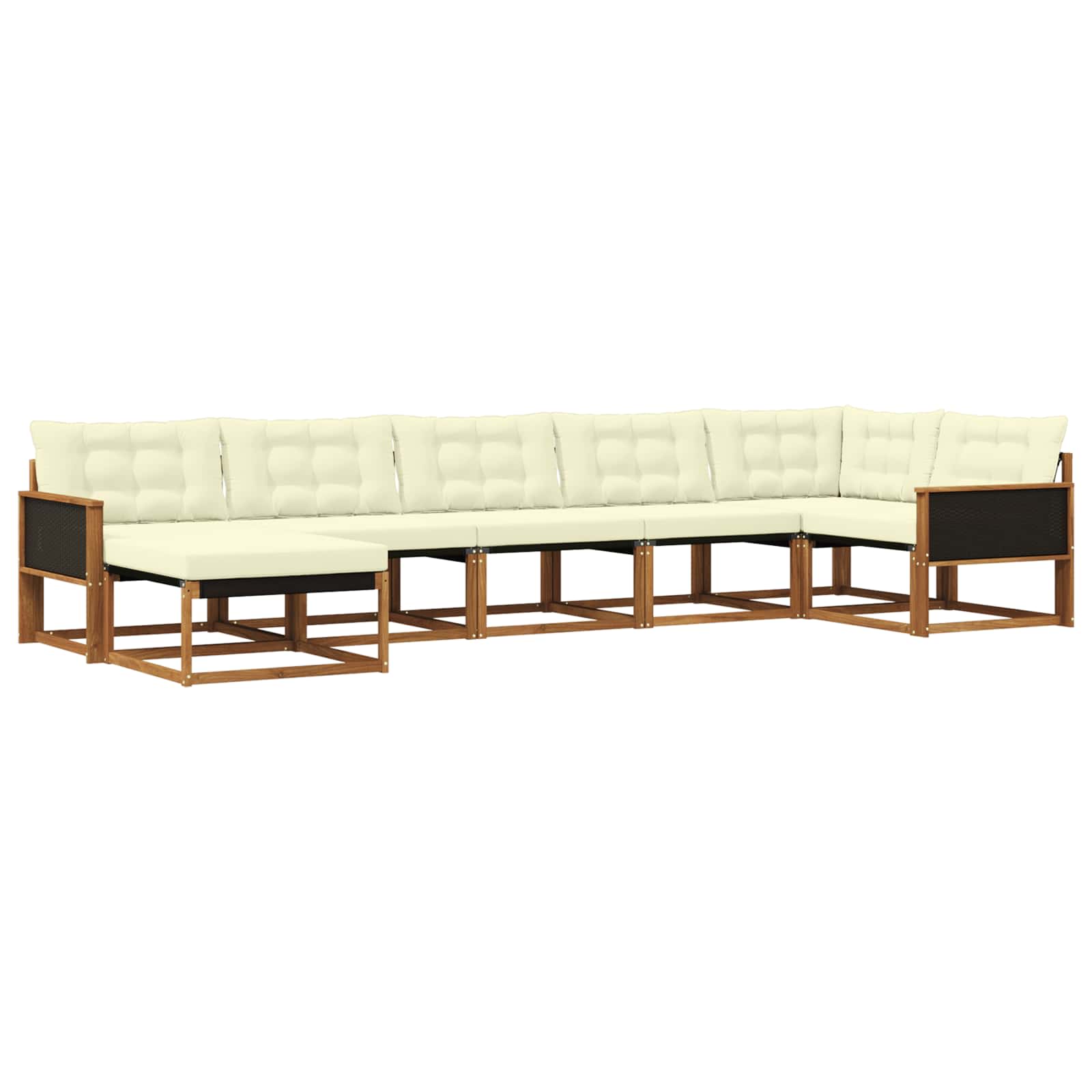 Outdoor-Sofagarnitur 7 stk. Natur und Creme Massivholz Akazie