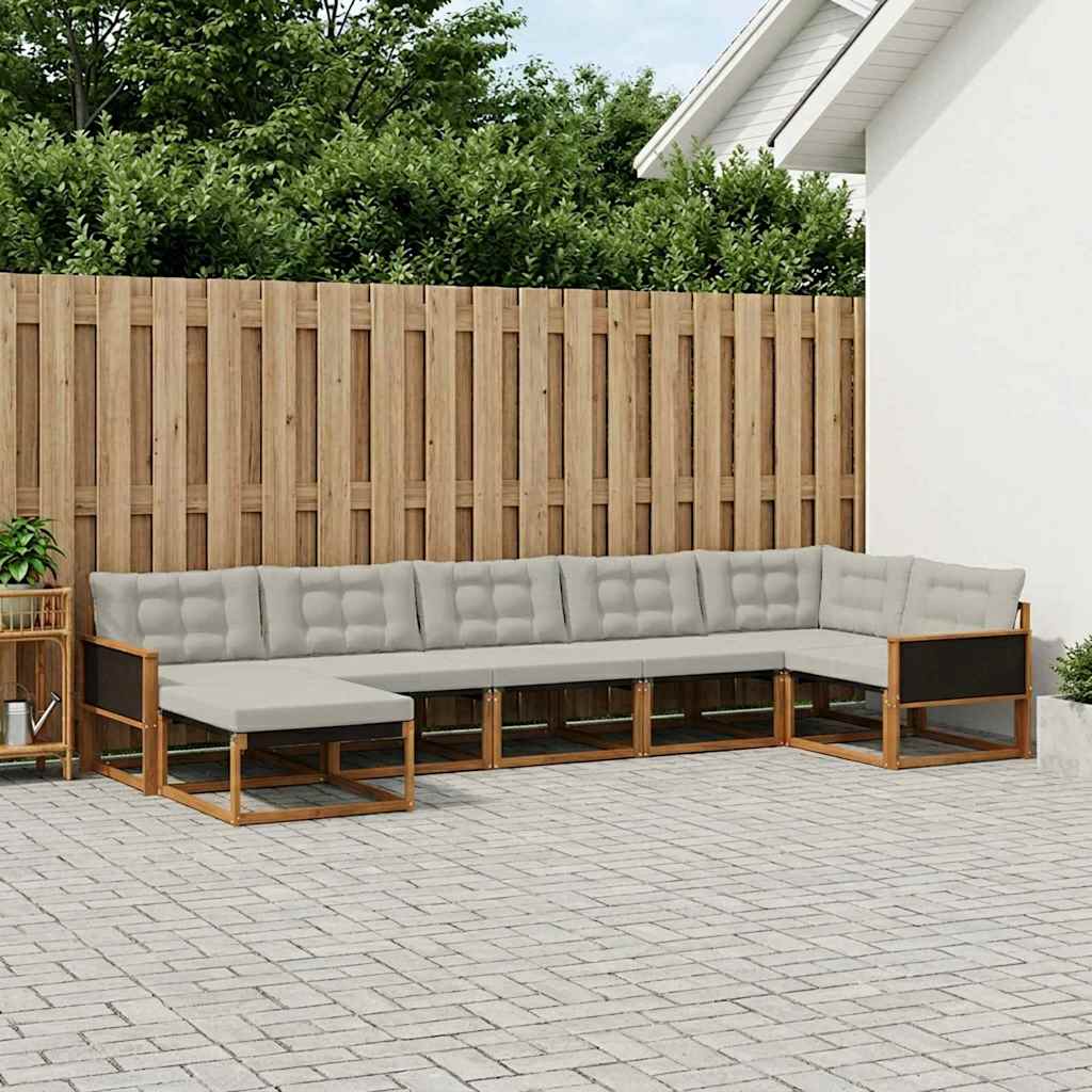 Outdoor-Sofagarnitur mit Kissen 7 pcs Natürlich und Hellgrau