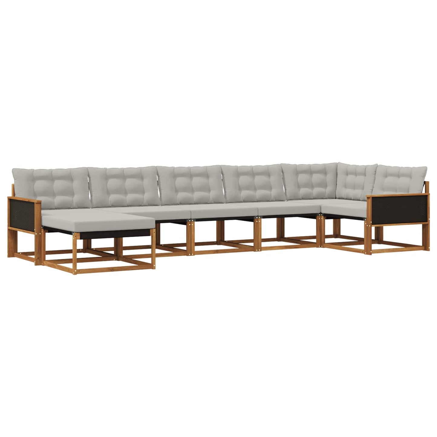 Outdoor-Sofagarnitur mit Kissen 7 pcs Natürlich und Hellgrau