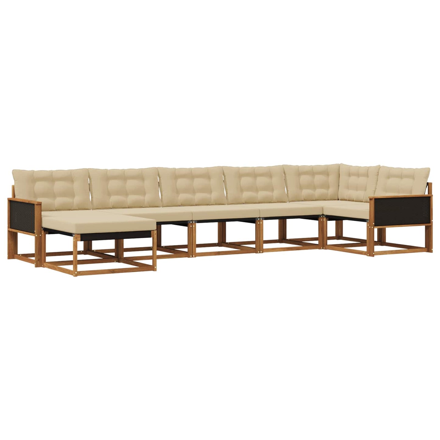 Outdoor-Sofagarnitur 7 stk. Natur und Beige Massivholz Akazie