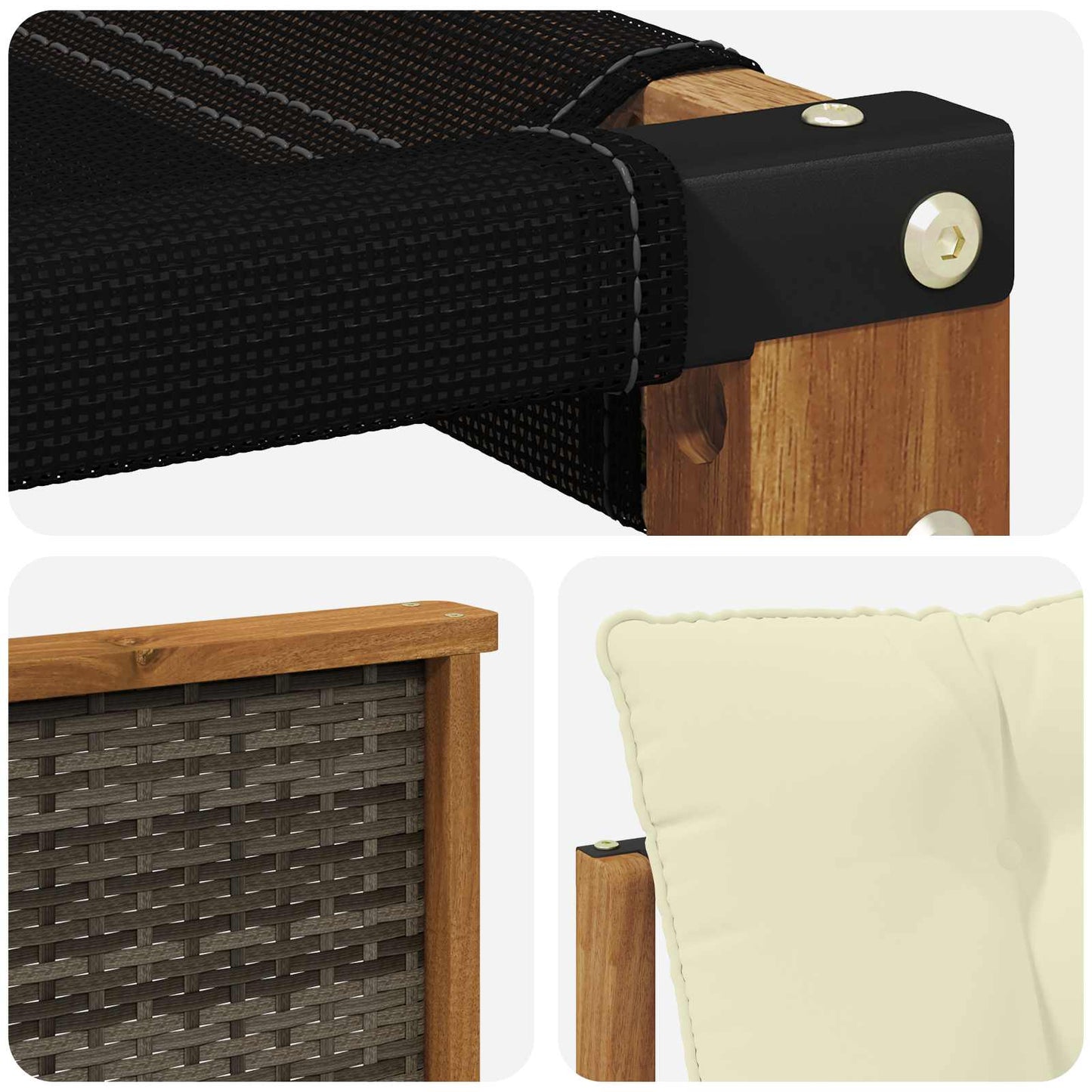 Outdoor-Sofagarnitur 7 stk. Natur und Creme Massivholz Akazie