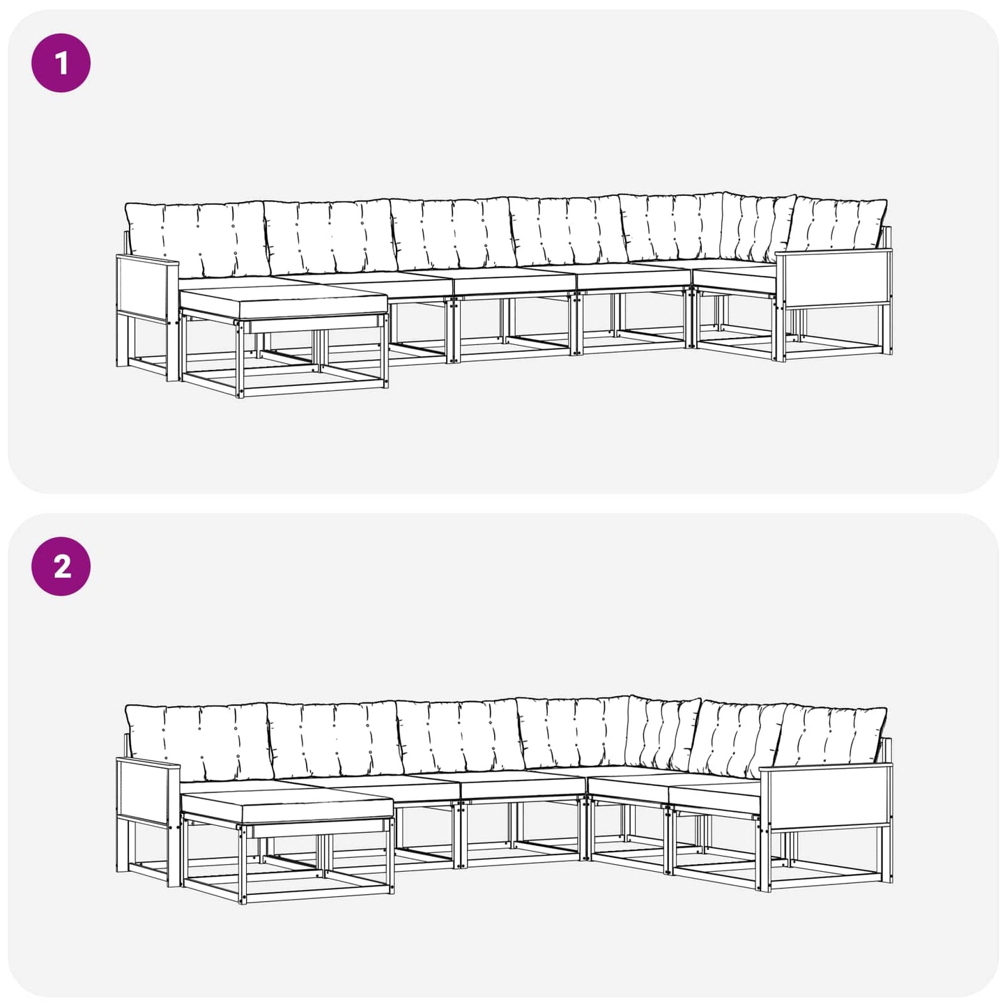 Outdoor-Sofagarnitur 7 stk. Natur und Creme Massivholz Akazie