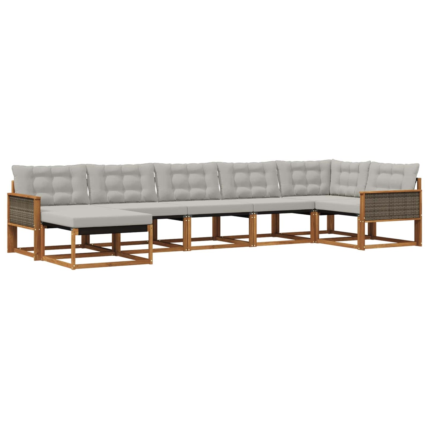 Outdoor-Sofagarnitur mit Kissen 7 pcs Natürlich und Hellgrau