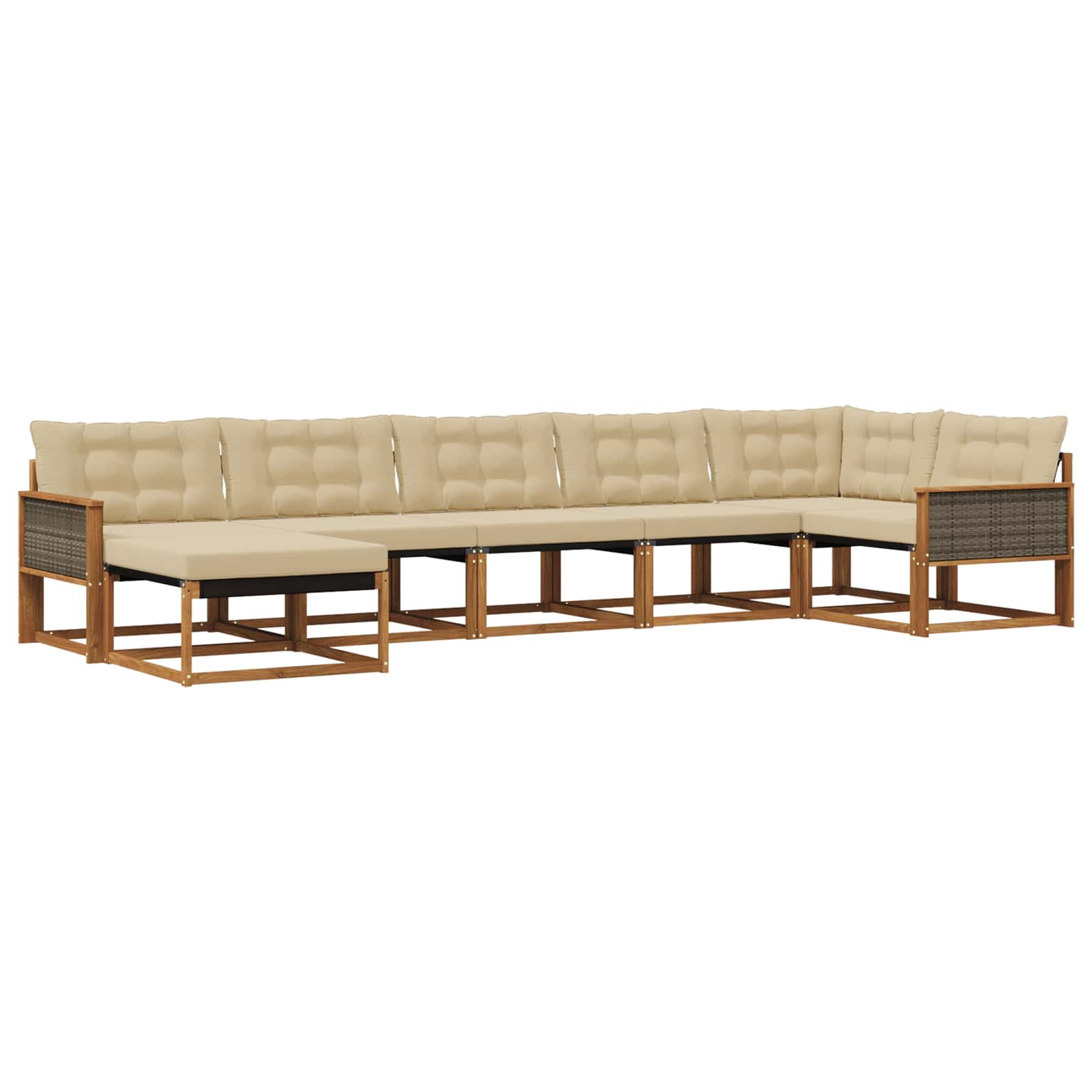 Outdoor-Sofagarnitur 7 stk. Natur und Beige Massivholz Akazie