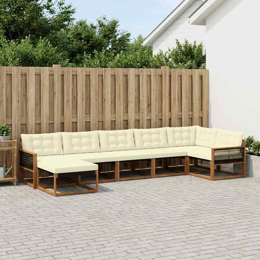 Outdoor-Sofagarnitur mit Kissen 7 pcs Natur und Creme