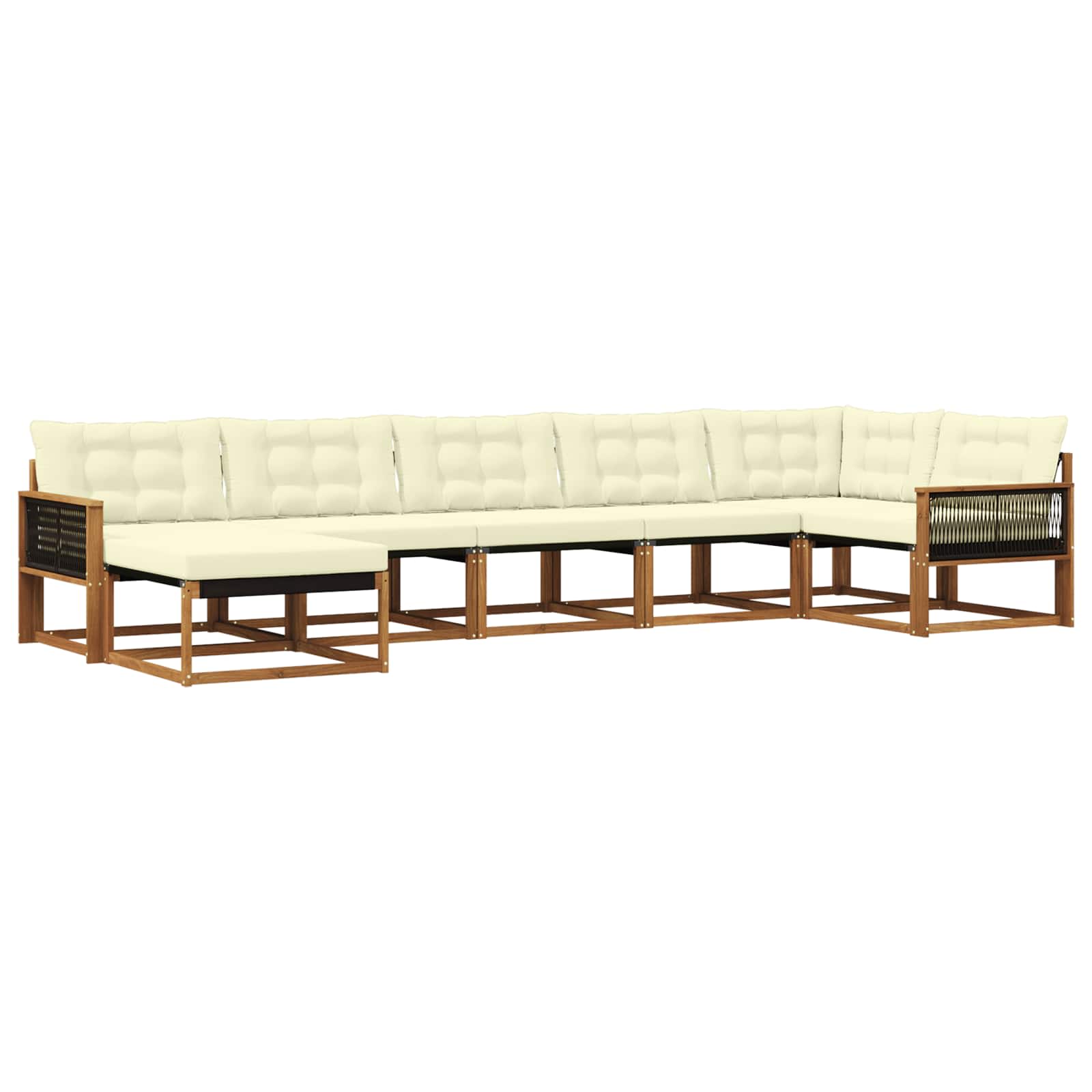 Outdoor-Sofagarnitur mit Kissen 7 pcs Natur und Creme