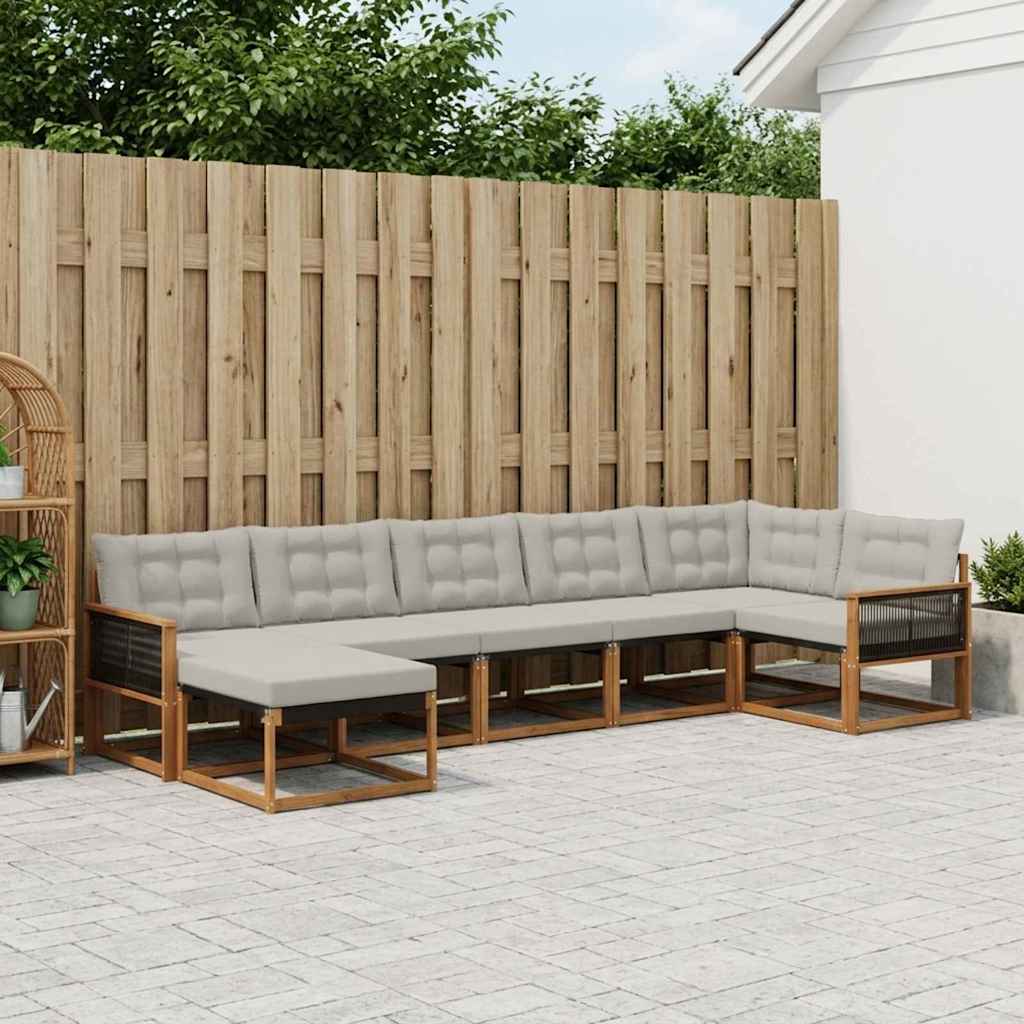 Outdoor-Sofagarnitur mit Kissen 7 pcs Natürlich und Hellgrau