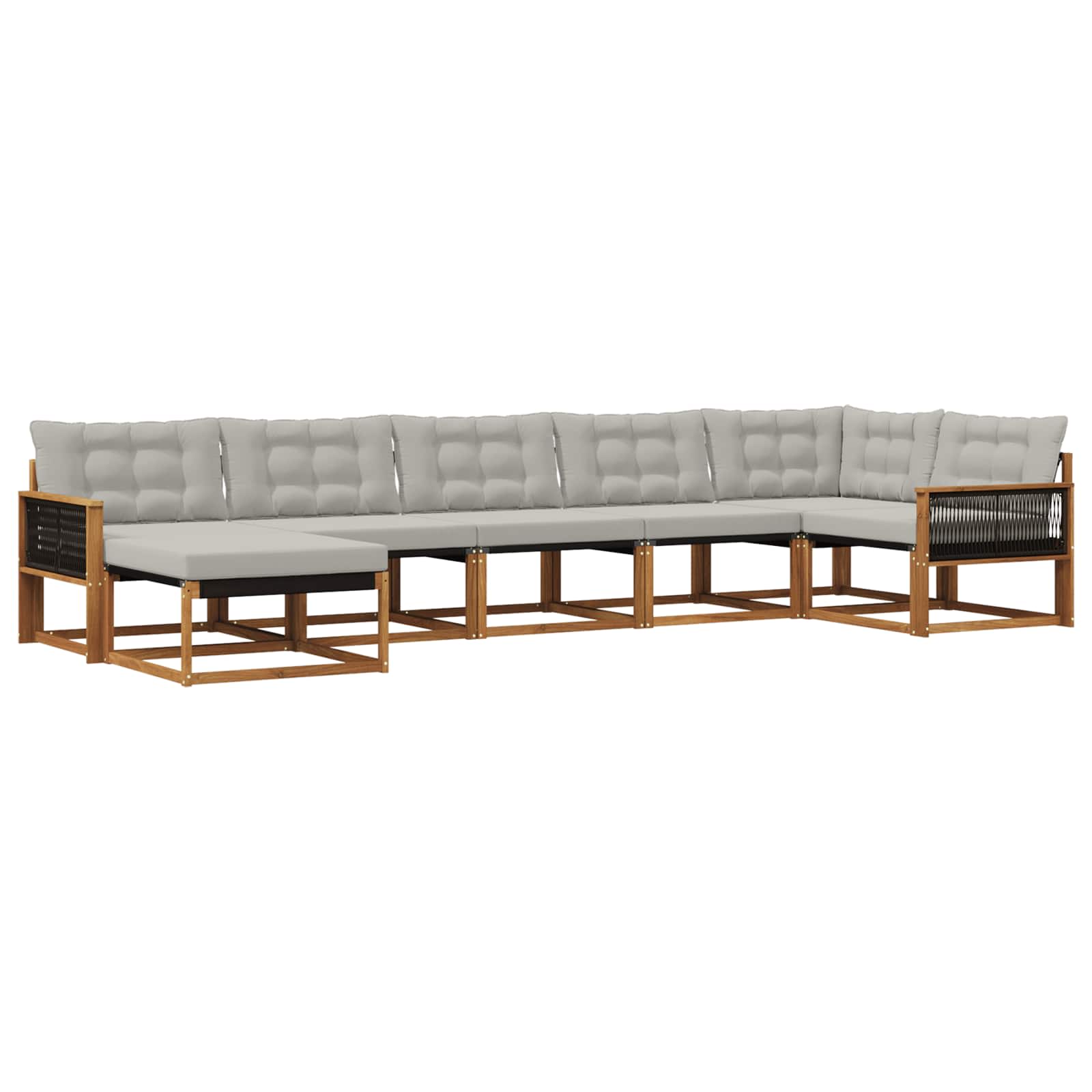 Outdoor-Sofagarnitur mit Kissen 7 pcs Natürlich und Hellgrau