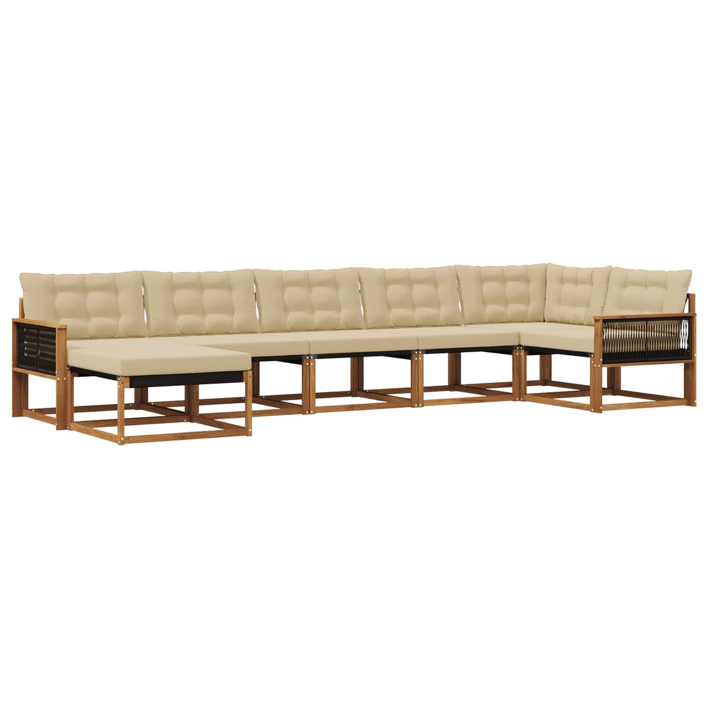 Outdoor-Sofagarnitur 7 stk. Natur und Beige Massivholz Akazie