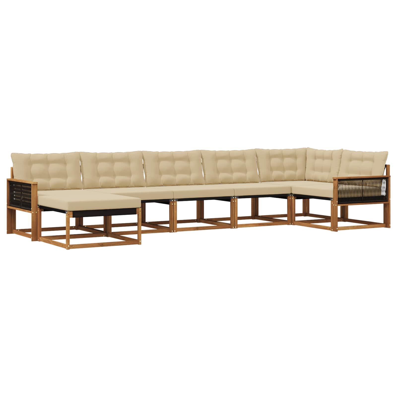 Outdoor-Sofagarnitur 7 stk. Natur und Beige Massivholz Akazie