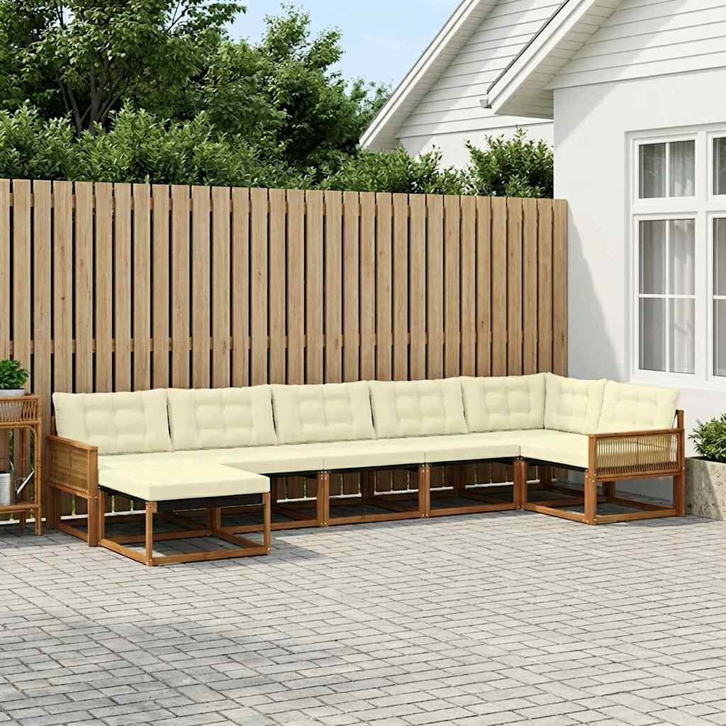 Outdoor-Sofagarnitur mit Kissen 7 pcs Natur und Creme