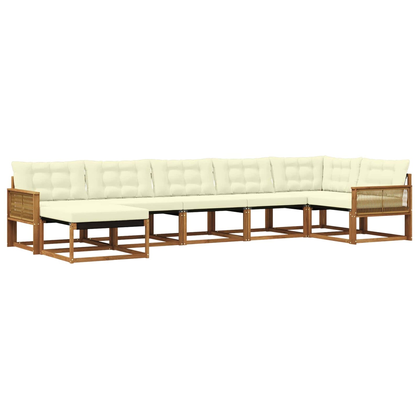 Outdoor-Sofagarnitur mit Kissen 7 pcs Natur und Creme